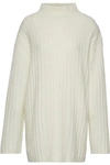 By Malene Birger Woman Paprika Oversized Brushed Ribbed-knit Sweater Ivory In Ivory