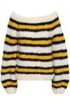 GANNI GANNI WOMAN JULLIARD STRIPED MOHAIR AND WOOL-BLEND SWEATER CREAM,3074457345620095183