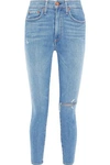 ALICE AND OLIVIA ALICE + OLIVIA WOMAN GOOD CROPPED DISTRESSED HIGH-RISE SKINNY JEANS LIGHT DENIM,3074457345619764144