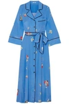 GANNI GANNI WOMAN JOYCEDALE FLORAL-PRINT SILK CREPE DE CHINE MAXI DRESS AZURE,3074457345620172656