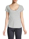 THEORY STRIPED LINEN-BLEND TEE,0400099590666