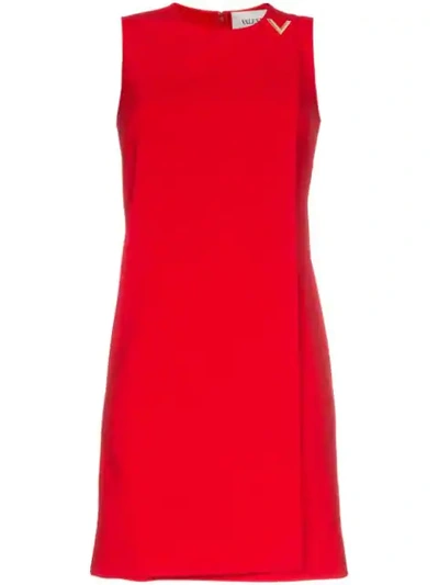 Valentino Sleeveless Jewel-neck Double-crepe Shift Dress In Red