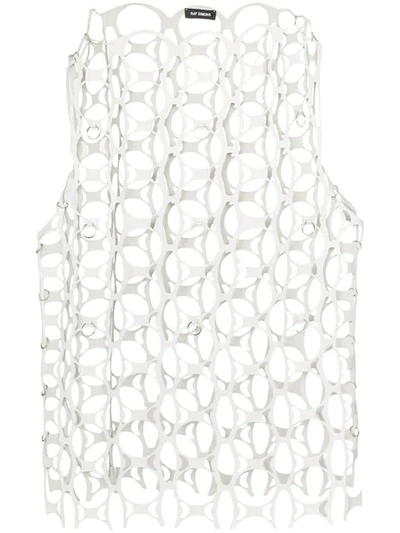 Raf Simons Leather Cut Out Tank Top In 00014 Ofwht
