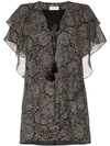 SAINT LAURENT PAISLEY PRINT RUFFLE SILK MINI DRESS