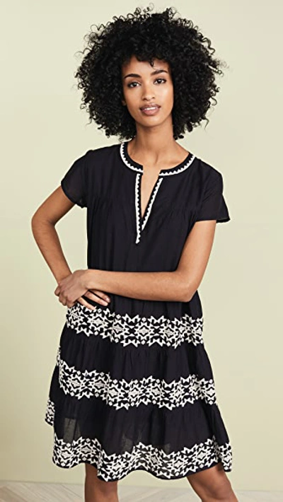 Roller Rabbit Pamela Embroidery Detail Cotton Cover-up Dress In Black