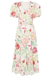 ANDREW GN BELTED FLORAL-PRINT SILK-CREPE MIDI DRESS