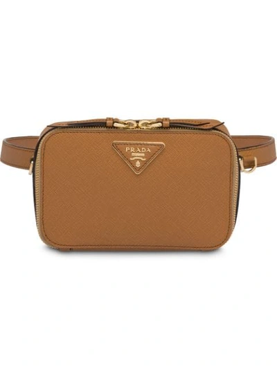 Prada Saffiano Leather Belt Bag In Brown