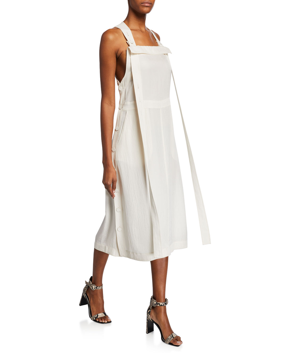 side button midi dress