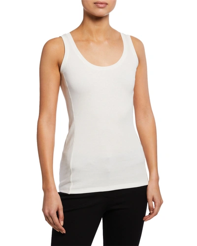 Theory Rib Play Fine Scoop-neck Tank In Off White