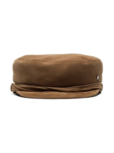 Maison Michel Brown Abby Suede Sailor Cap - 棕色 In Brown