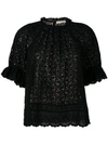 ULLA JOHNSON PERFORATED FLORAL BLOUSE