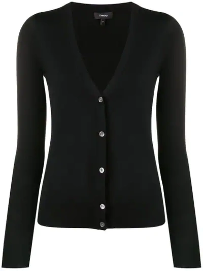 Theory Regal Wool-blend Cardigan In Black