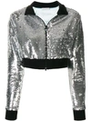 Chiara Ferragni Cropped Sequinned Jacket In Sm000 Silver