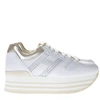 HOGAN WHITE AND GOLD MAXI SNEAKERS H222 IN LEATHER,10816089