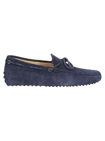 Tod's Mens Navy City Tie-detail Suede Driving Shoes 7 In Blue