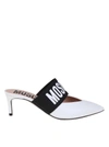 MOSCHINO SABOT IN WHITE LEATHER,10816655