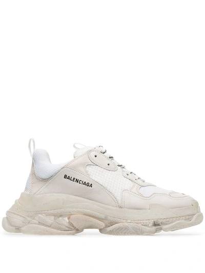 Balenciaga Triple S Mesh And Faux Leather Sneakers In Neutrals
