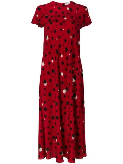 Red Valentino Printed Silk Maxi Dress In Red