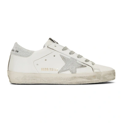 Golden Goose Ssense Exclusive White & Silver Glitter Superstar Trainers