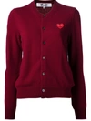 Comme Des Garçons Play Embroidered Heart Cardigan In Red