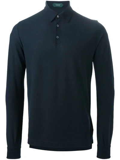 Zanone Long-sleeved Polo Shirt In Blue