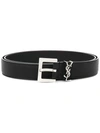 Saint Laurent Cassandre Belt Square Buckle Accessories In Black