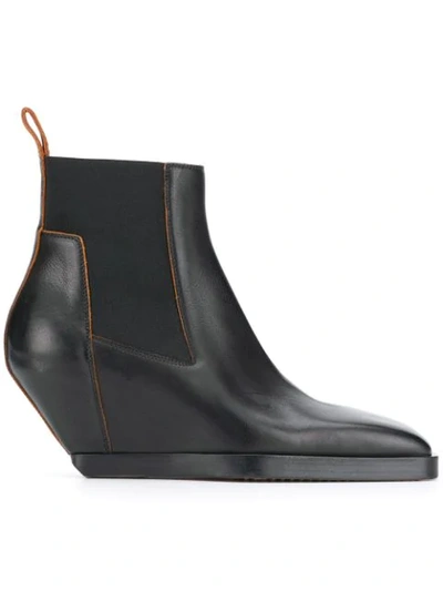 Rick Owens Wedge Heel Boots In Black