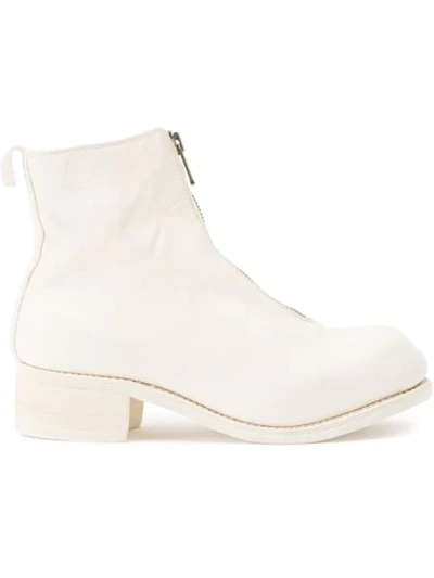 Guidi Zipped Ankle Boots In White