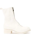 Guidi Front-zip Leather Boots In Co00t White