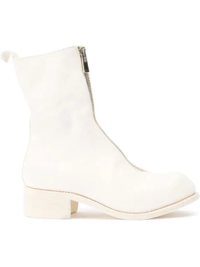 Guidi Front-zip Leather Boots In Co00t White