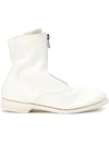 Guidi Zipped Ankle Boots In White