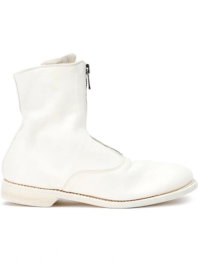 Guidi Zipped Ankle Boots In White