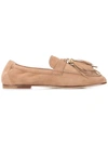 Tod's Pink Suede Loafers With Tassel