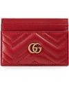 Gucci Gg Marmont Quilted Leather Cardholder In Red
