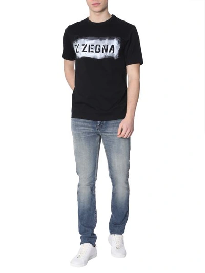 Z Zegna Round Neck T-shirt In Black