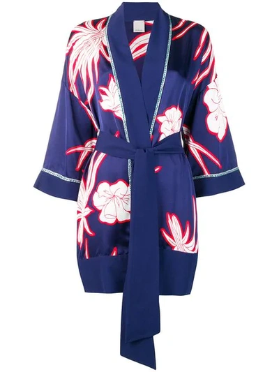 Pinko Floral Print Kimono In Er4 Mult.blu Ros