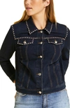 MARINA RINALDI CANGURO STUDDED DENIM JACKET,504110900000580