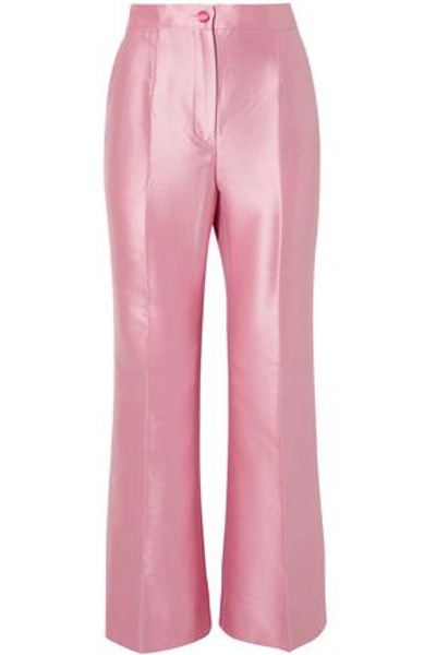 Dolce & Gabbana Striped Cotton-blend Satin-twill Flared Trousers In Pink