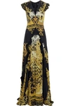 ETRO RUFFLE-TRIMMED PRINTED SILK GOWN,3074457345620223342