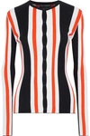 DOLCE & GABBANA DOLCE & GABBANA WOMAN STRIPED RIBBED SILK CARDIGAN BLACK,3074457345619951841