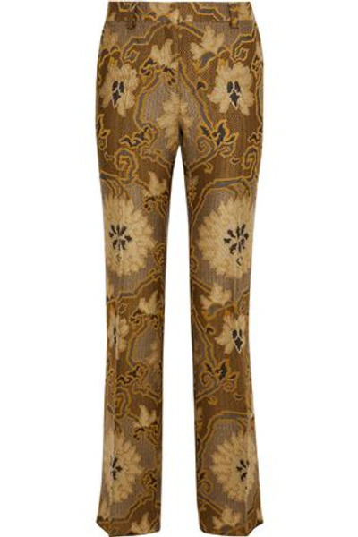Etro Jacquard Bootcut Trousers In Gold