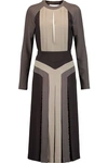 ETRO ETRO WOMAN OPEN-BACK COLOR-BLOCK SILK CREPE DE CHINE MIDI DRESS MUSHROOM,3074457345617471534