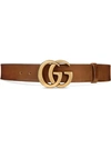 GUCCI BROWN LEATHER GG LOGO BELT