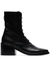 ANN DEMEULEMEESTER ANN DEMEULEMEESTER BLACK LACE-UP LEATHER ANKLE BOOTS - 黑色