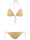 Oseree Lumiere Metallic Triangle-cup Bikini Set In Gold