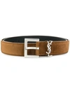 SAINT LAURENT SAINT LAURENT SUEDE MONOGRAM BELT - 棕色