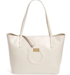 FERRAGAMO CITY QUILTED GANCIO LEATHER TOTE - IVORY,0714325
