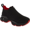 Christian Louboutin Spike Sock Donna Studded Neoprene Sneakers In Black