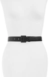 Saint Laurent Tonal Ysl Monogram Leather Belt In Black/ Black