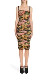 DOLCE & GABBANA FLORAL PRINT RUCHED TULLE BODY-CON DRESS,F6C7WTFSEGV